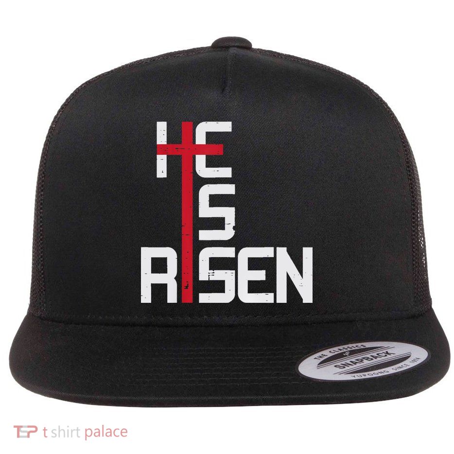 He Is Risen Cross Jesus Easter Christian Religious Men Teens Flatbill Hat