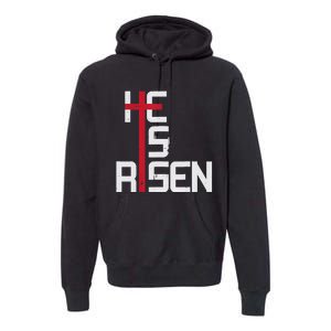 He Is Risen Cross Jesus Easter Christian Religious Men Teens Premium Hoodie