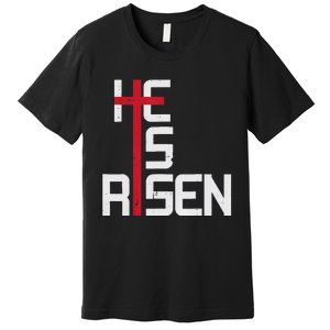 He Is Risen Cross Jesus Easter Christian Religious Men Teens Premium T-Shirt