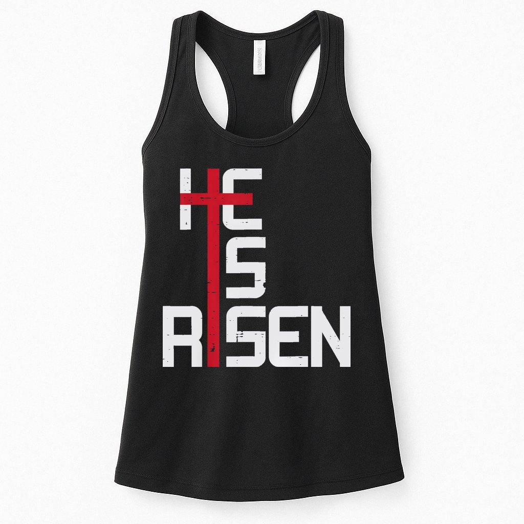 He Is Risen Cross Jesus Easter Christian Religious Men Teens Womens Tank Top