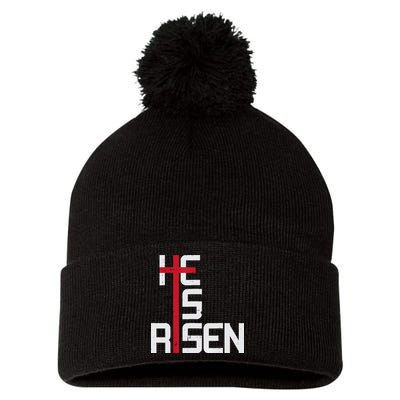 He Is Risen Cross Jesus Easter Christian Religious Men Teens Pom Pom 12in Knit Beanie