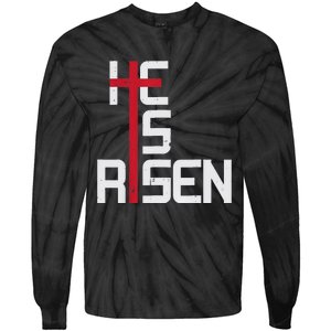 He Is Risen Cross Jesus Easter Christian Religious Men Teens Tie-Dye Long Sleeve Shirt