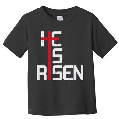 He Is Risen Cross Jesus Easter Christian Religious Men Teens Toddler T-Shirt