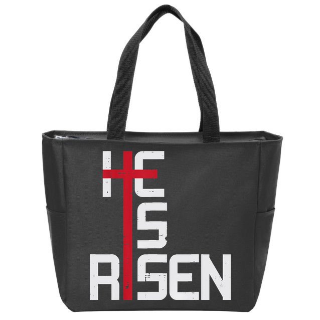 He Is Risen Cross Jesus Easter Christian Religious Men Teens Zip Tote Bag
