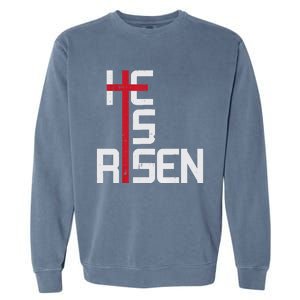 He Is Risen Cross Jesus Easter Christian Religious Men Teens Garment-Dyed Sweatshirt