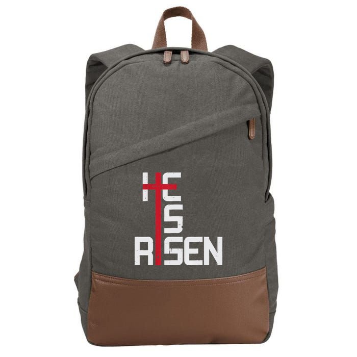 He Is Risen Cross Jesus Easter Christian Religious Men Teens Cotton Canvas Backpack