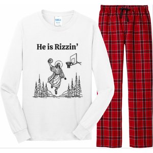 He Is Risen Funny Easter Jesus Playing Basketball Long Sleeve Pajama Set