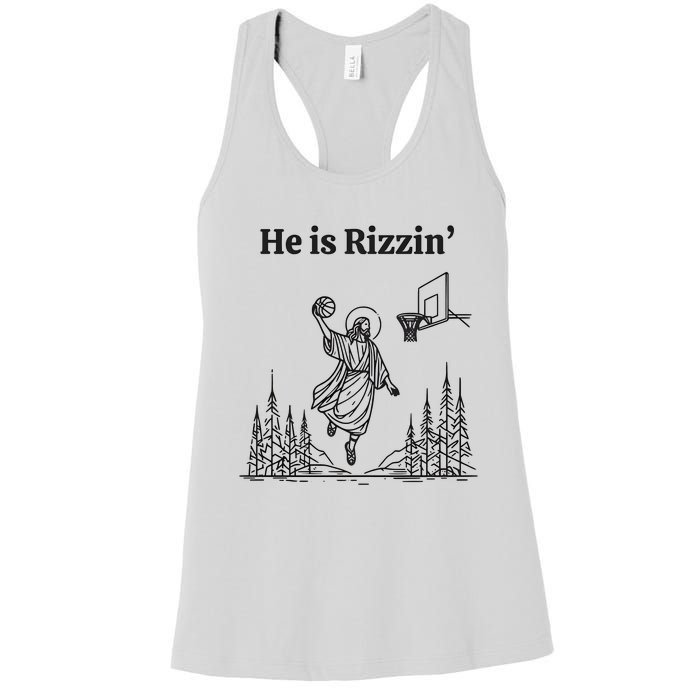 He Is Risen Funny Easter Jesus Playing Basketball Women's Racerback Tank