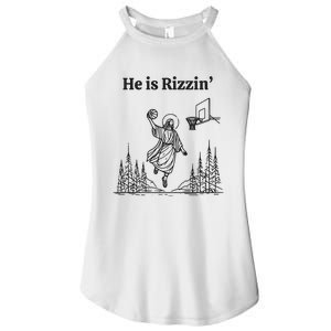 He Is Risen Funny Easter Jesus Playing Basketball Women's Perfect Tri Rocker Tank