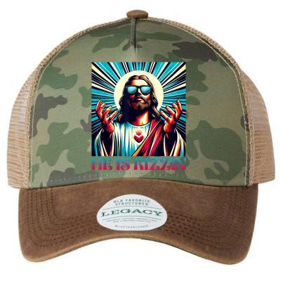 He Is Rizzin Happy Easter Day Jesus Is Risen Legacy Tie Dye Trucker Hat