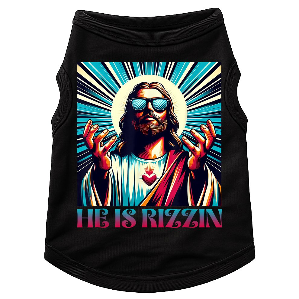 He Is Rizzin Happy Easter Day Jesus Is Risen Doggie Tank