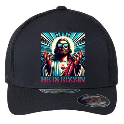 He Is Rizzin Happy Easter Day Jesus Is Risen Flexfit Unipanel Trucker Cap