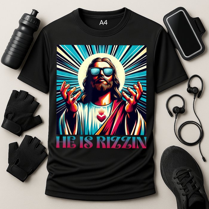 He Is Rizzin Happy Easter Day Jesus Is Risen Performance Shirt