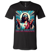 He Is Rizzin Happy Easter Day Jesus Is Risen V-Neck T-Shirt