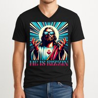 He Is Rizzin Happy Easter Day Jesus Is Risen V-Neck T-Shirt