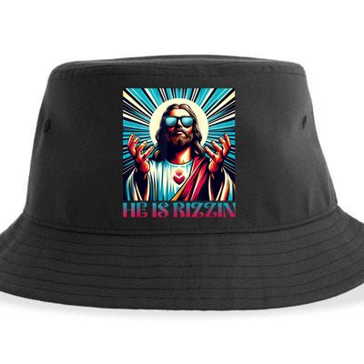 He Is Rizzin Happy Easter Day Jesus Is Risen Sustainable Bucket Hat