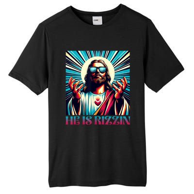 He Is Rizzin Happy Easter Day Jesus Is Risen Tall Fusion ChromaSoft Performance T-Shirt