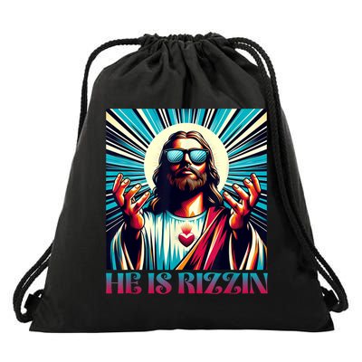 He Is Rizzin Happy Easter Day Jesus Is Risen Drawstring Bag