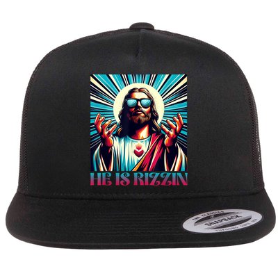 He Is Rizzin Happy Easter Day Jesus Is Risen Flatbill Hat