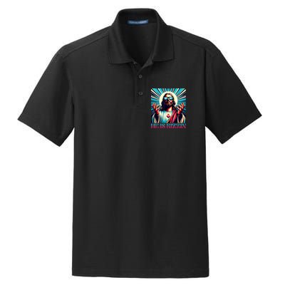 He Is Rizzin Happy Easter Day Jesus Is Risen Dry Zone Grid Polo