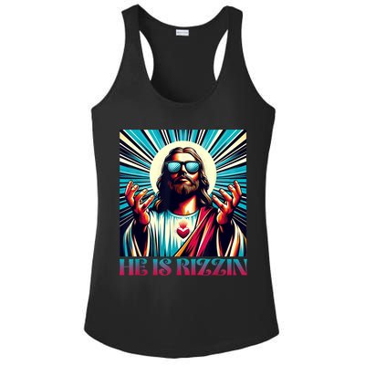 He Is Rizzin Happy Easter Day Jesus Is Risen Ladies PosiCharge Competitor Racerback Tank