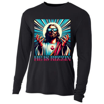 He Is Rizzin Happy Easter Day Jesus Is Risen Cooling Performance Long Sleeve Crew