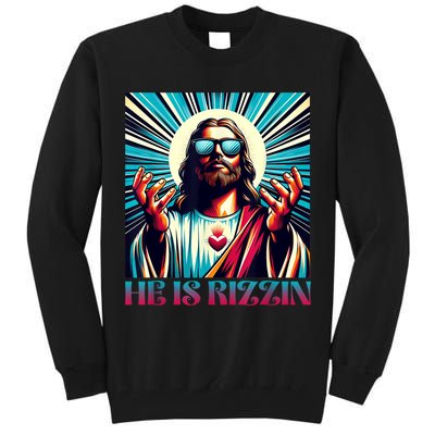 He Is Rizzin Happy Easter Day Jesus Is Risen Tall Sweatshirt