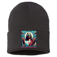 He Is Rizzin Happy Easter Day Jesus Is Risen Sustainable Knit Beanie