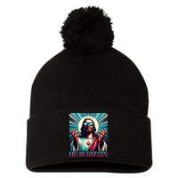 He Is Rizzin Happy Easter Day Jesus Is Risen Pom Pom 12in Knit Beanie
