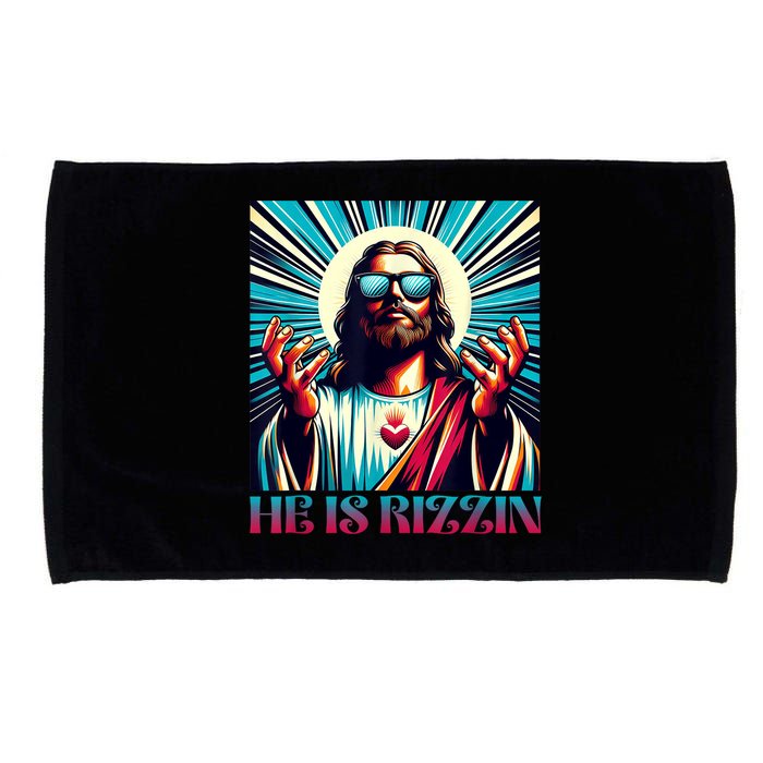 He Is Rizzin Happy Easter Day Jesus Is Risen Microfiber Hand Towel
