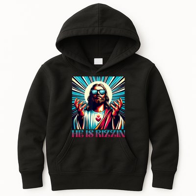 He Is Rizzin Happy Easter Day Jesus Is Risen Kids Hoodie