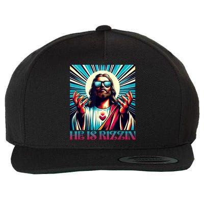 He Is Rizzin Happy Easter Day Jesus Is Risen Wool Snapback Cap