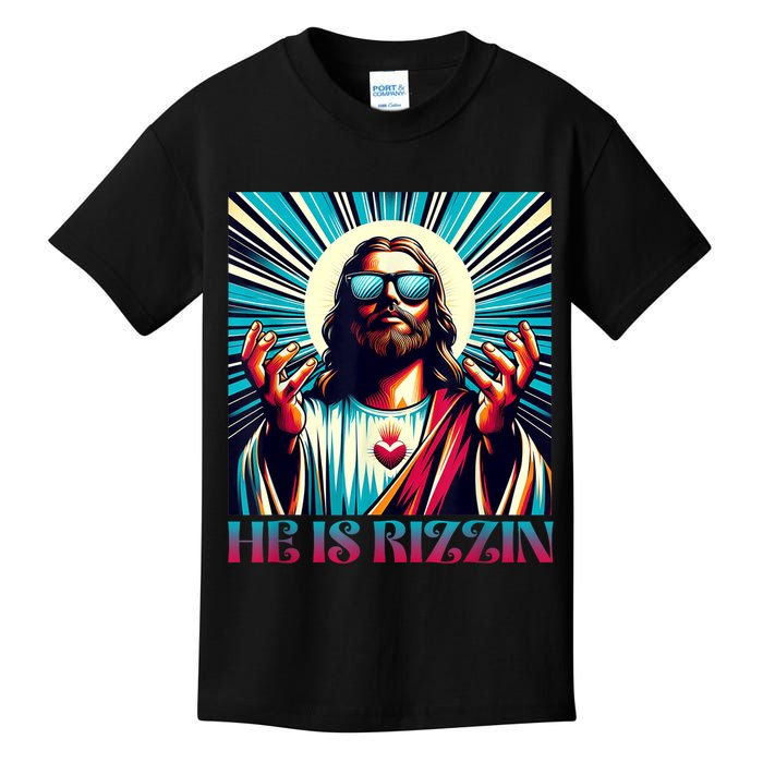 He Is Rizzin Happy Easter Day Jesus Is Risen Kids T-Shirt