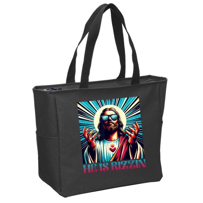 He Is Rizzin Happy Easter Day Jesus Is Risen Zip Tote Bag