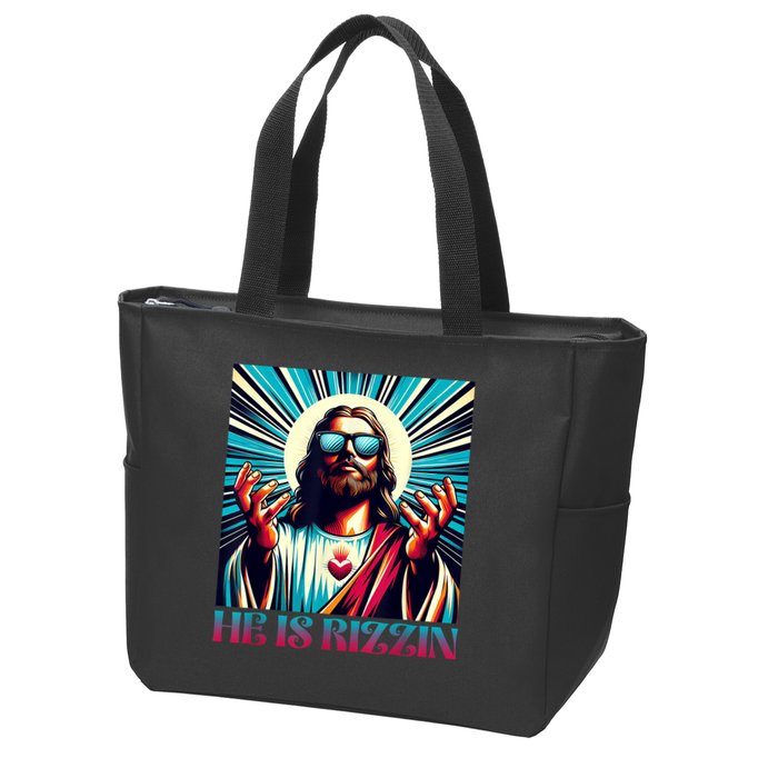 He Is Rizzin Happy Easter Day Jesus Is Risen Zip Tote Bag