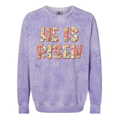 He Is Risen Easter Christian Cross Colorblast Crewneck Sweatshirt