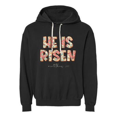 He Is Risen Easter Christian Cross Garment-Dyed Fleece Hoodie