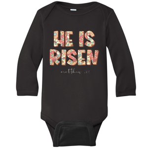 He Is Risen Easter Christian Cross Baby Long Sleeve Bodysuit