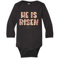 He Is Risen Easter Christian Cross Baby Long Sleeve Bodysuit