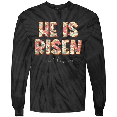 He Is Risen Easter Christian Cross Tie-Dye Long Sleeve Shirt