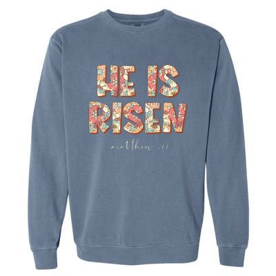 He Is Risen Easter Christian Cross Garment-Dyed Sweatshirt