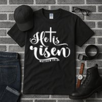 He Is Risen Matthew 28:6 Easter Cross Tall T-Shirt