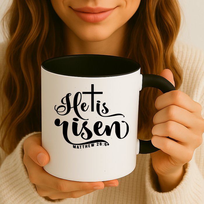 He Is Risen Matthew 28:6 Easter Cross Mug