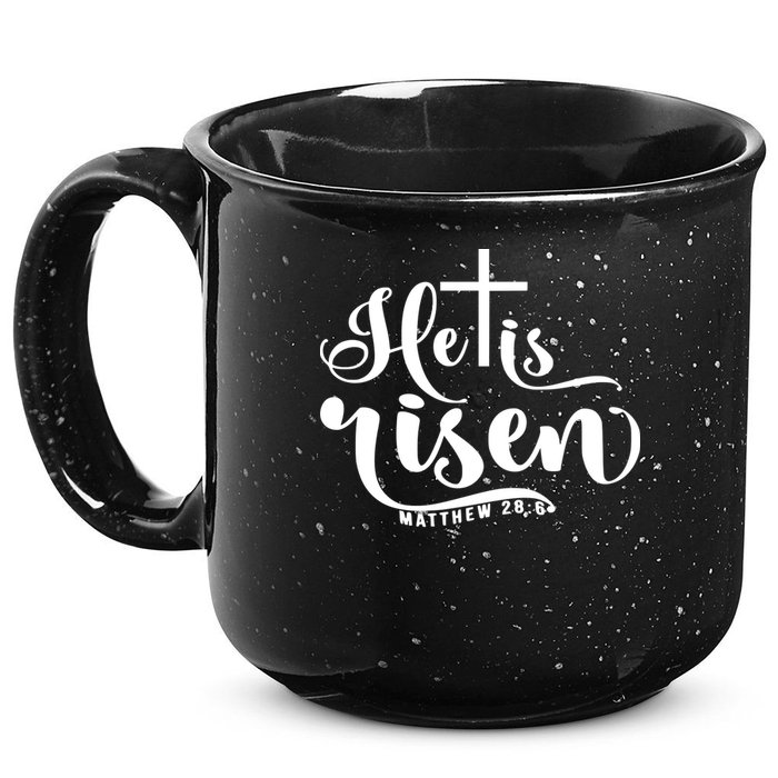 He Is Risen Matthew 28:6 Easter Cross 15oz Campfire Ceramic Mug