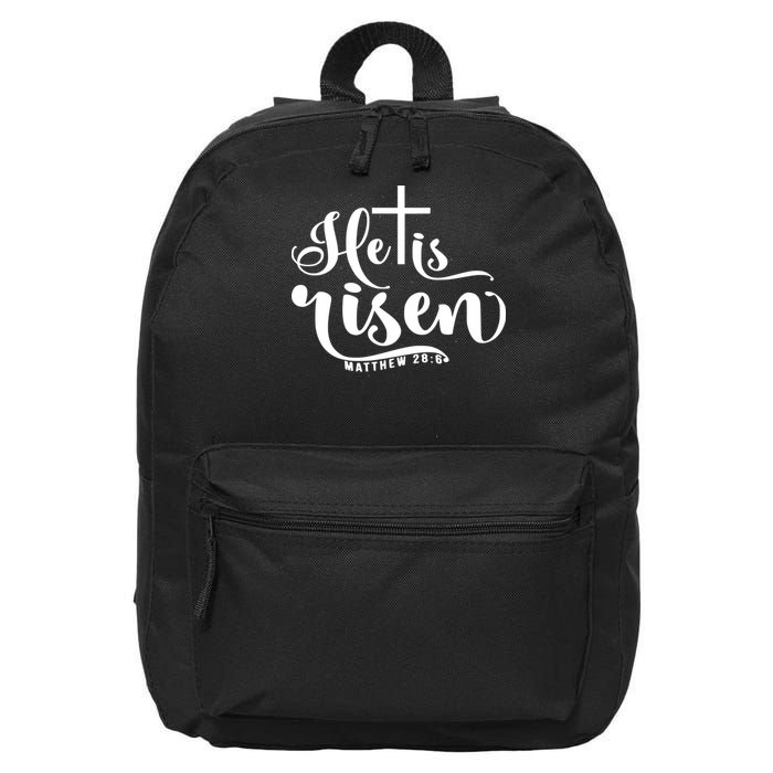 He Is Risen Matthew 28:6 Easter Cross 16 in Basic Backpack