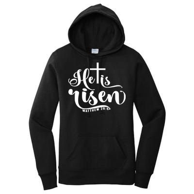 He Is Risen Matthew 28:6 Easter Cross Women's Pullover Hoodie