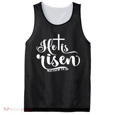 He Is Risen Matthew 28:6 Easter Cross Mesh Reversible Basketball Jersey Tank