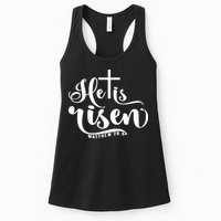 He Is Risen Matthew 28:6 Easter Cross Womens Tank Top