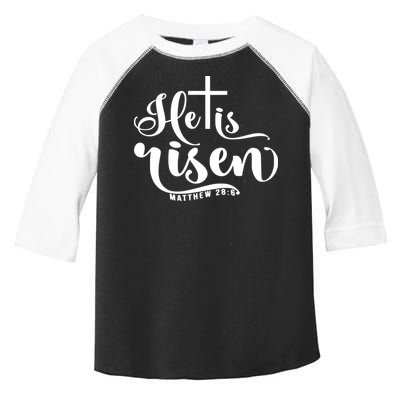 He Is Risen Matthew 28:6 Easter Cross Toddler Fine Jersey T-Shirt