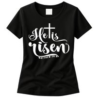 He Is Risen Matthew 28:6 Easter Cross Womens T-Shirt